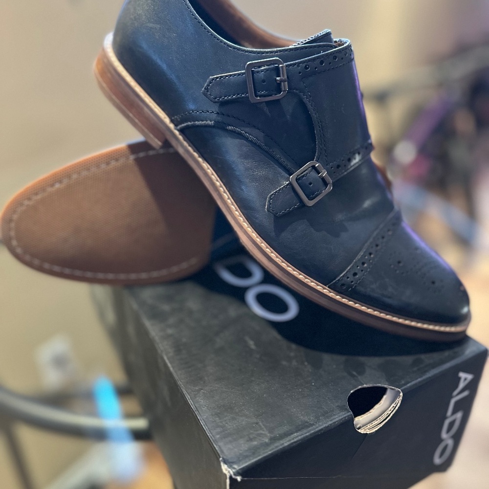 Aldo Navy Buckle Dress Shoe
